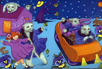 The Wind Bears and their rattle-bang car. Artwork by Phoebe Stone.